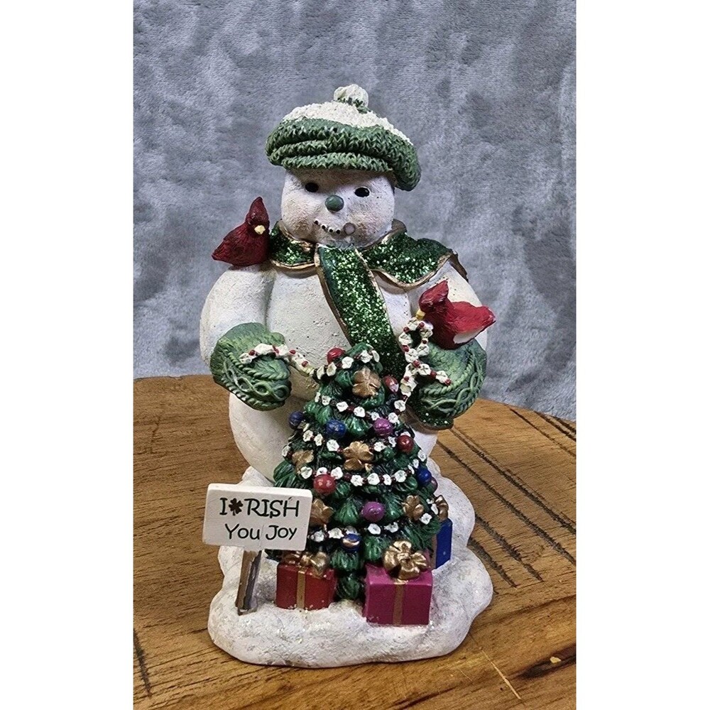 Vintage I-rish You Joy Snowman Figurine Irish Wishes Collection No 0139 Small 5"